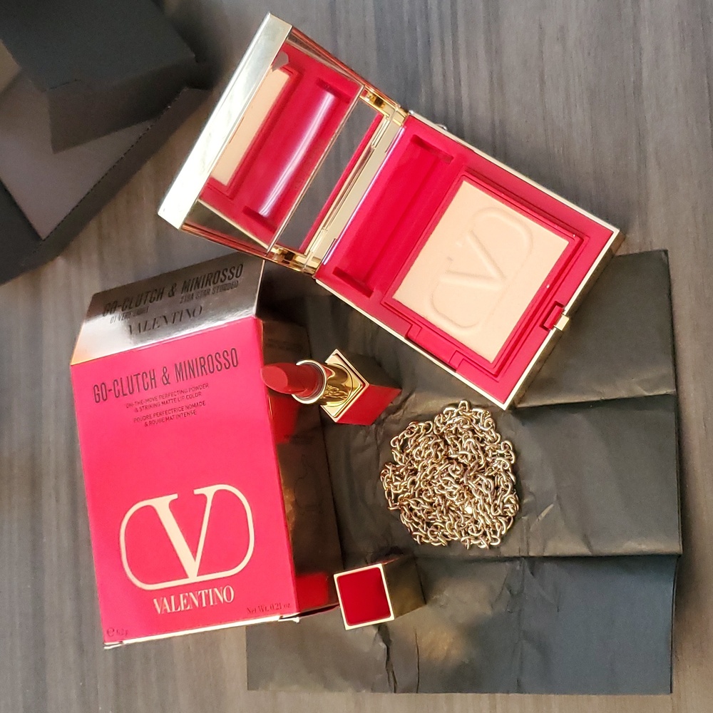 Valentino Go Clutch Refillable Compact Powder & Minirosso NIB